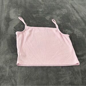 Love J Ribbed Tank Top Square Neck Sleeveless‎ Casual Pink Top Size L